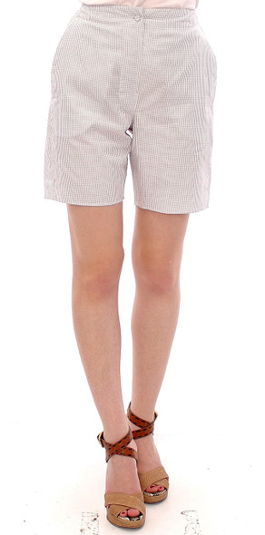 White Checkered Stretch Cotton Shorts White Checkered Stretch Cotton Shorts