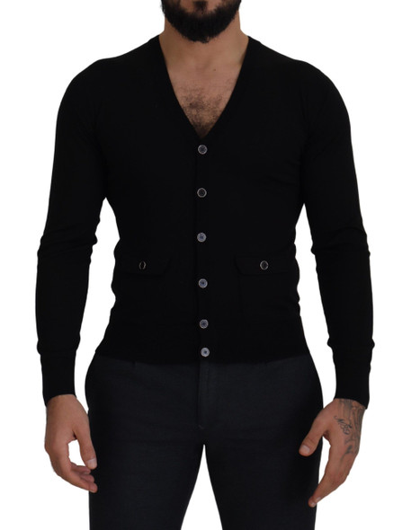 Black Wool Button Down Cardigan Sweater Black Wool Button Down Cardigan Sweater