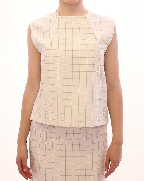 White Cotton Checkered Shirt Top White Cotton Checkered Shirt Top