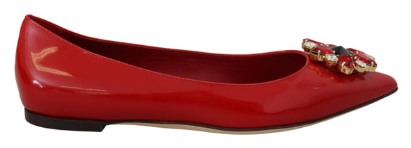 Red Leather Crystals Loafers Flats Shoes Red Leather Crystals Loafers Flats Shoes