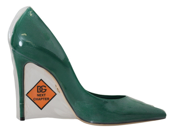 Dolce & Gabbana Green Leather Heels Pumps Plastic Shoes Dolce & Gabbana Green Leather Heels Pumps Plastic Shoes