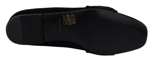 Black Velvet Crystals Loafers Flats Shoes Black Velvet Crystals Loafers Flats Shoes