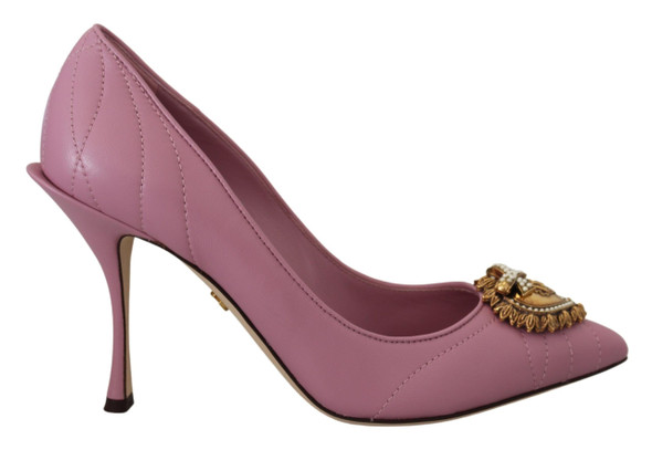 Dolce & Gabbana Pink Leather Heart DEVOTION Heels Pumps Shoes Dolce & Gabbana Pink Leather Heart DEVOTION Heels Pumps Shoes