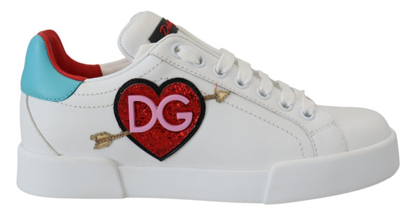 White Leather Sneaker Portofino Logo Heart Shoes White Leather Sneaker Portofino Logo Heart Shoes
