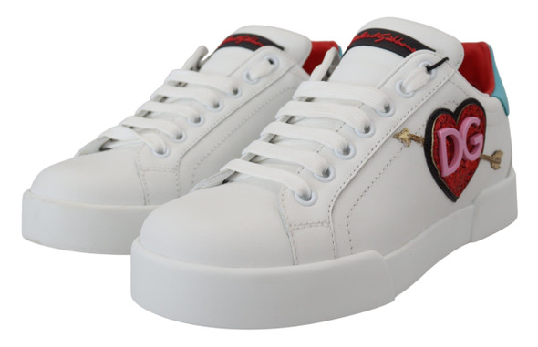 White Leather Sneaker Portofino Logo Heart Shoes White Leather Sneaker Portofino Logo Heart Shoes