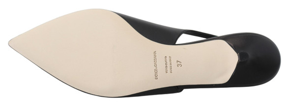 Dolce & Gabbana Black Leather Slingbacks Heels Pumps Shoes LA10098 Dolce & Gabbana Black Leather Slingbacks Heels Pumps Shoes LA10098