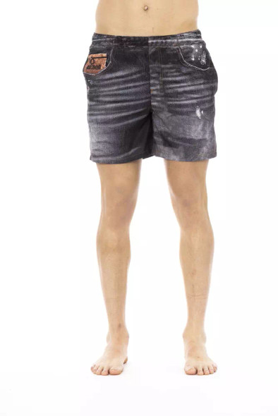 Black Polyester Men Swim Short JU-22654 Black Polyester Men Swim Short JU-22654