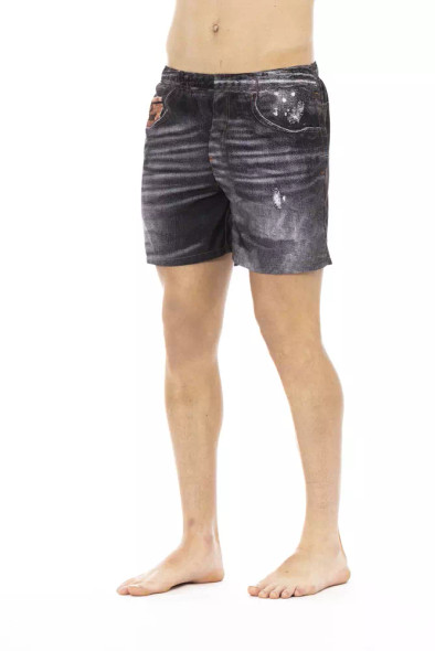 Black Polyester Men Swim Short JU-22654 Black Polyester Men Swim Short JU-22654