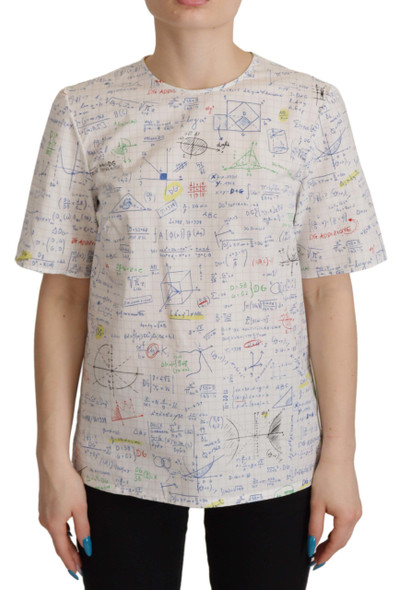 Dolce & Gabbana White Cotton Algebra Print Short Sleeves Top Dolce & Gabbana White Cotton Algebra Print Short Sleeves Top