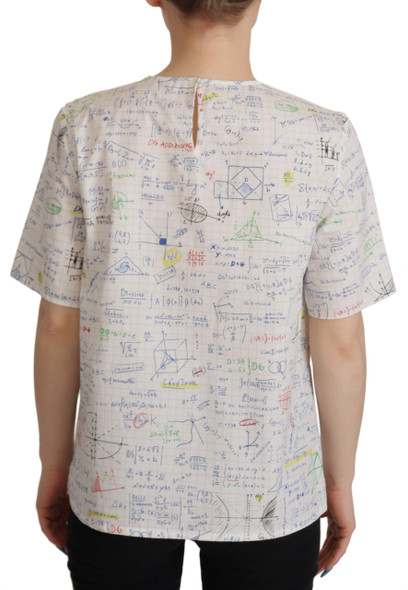 Dolce & Gabbana White Cotton Algebra Print Short Sleeves Top Dolce & Gabbana White Cotton Algebra Print Short Sleeves Top