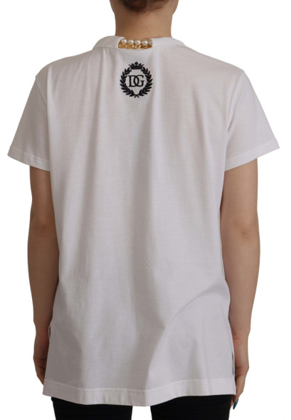 White Necklace Embellished Neckline T-shirt Top White Necklace Embellished Neckline T-shirt Top
