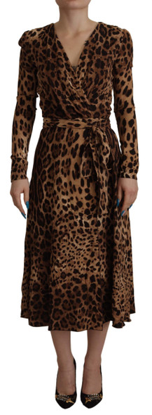 Brown Leopard Wrap A-line Maxi Viscose Dress Brown Leopard Wrap A-line Maxi Viscose Dress