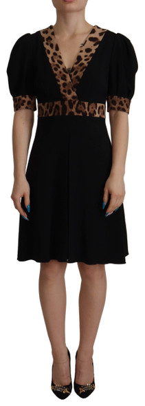 Dolce & Gabbana Black Leopard A-line Knee Length Dress Dolce & Gabbana Black Leopard A-line Knee Length Dress