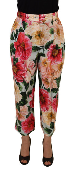 Dolce & Gabbana Multicolor Flora Printed High Waist Cropped Trouser Pants Dolce & Gabbana Multicolor Flora Printed High Waist Cropped Trouser Pants