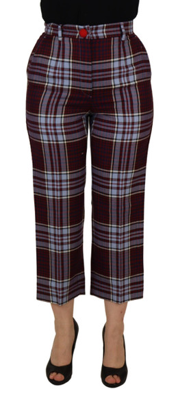 Gray Checked High Waist Cropped Trouser Pants Gray Checked High Waist Cropped Trouser Pants