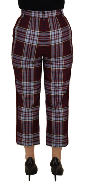 Dolce & Gabbana Gray Checked High Waist Cropped Trouser Pants Dolce & Gabbana Gray Checked High Waist Cropped Trouser Pants