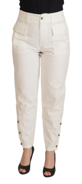 Dolce & Gabbana White High Waist Tapered Women Cotton Pants Dolce & Gabbana White High Waist Tapered Women Cotton Pants