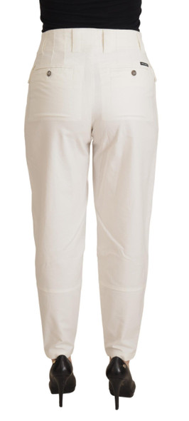 Dolce & Gabbana White High Waist Tapered Women Cotton Pants Dolce & Gabbana White High Waist Tapered Women Cotton Pants