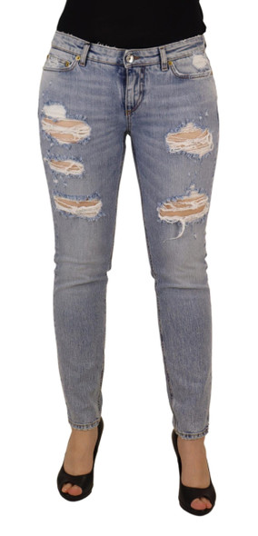 Blue Cotton Stretch Skinny Low Waist Denim Jeans Blue Cotton Stretch Skinny Low Waist Denim Jeans