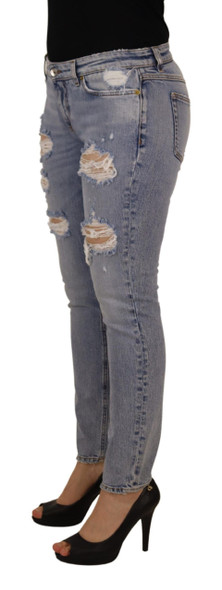 Blue Cotton Stretch Skinny Low Waist Denim Jeans Blue Cotton Stretch Skinny Low Waist Denim Jeans