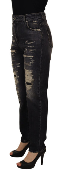 Dolce & Gabbana Black Washed Tattered High Waist Denim Jeans Dolce & Gabbana Black Washed Tattered High Waist Denim Jeans