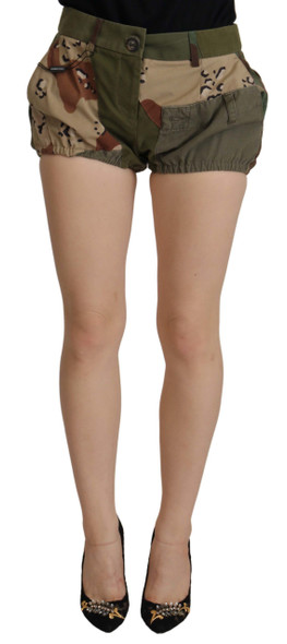 Dolce & Gabbana Green High Waist Hot Pants Cotton Army Shorts Dolce & Gabbana Green High Waist Hot Pants Cotton Army Shorts