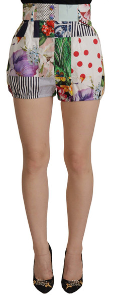 Dolce & Gabbana Multicolor Patchwork High Waist Cotton Shorts Dolce & Gabbana Multicolor Patchwork High Waist Cotton Shorts