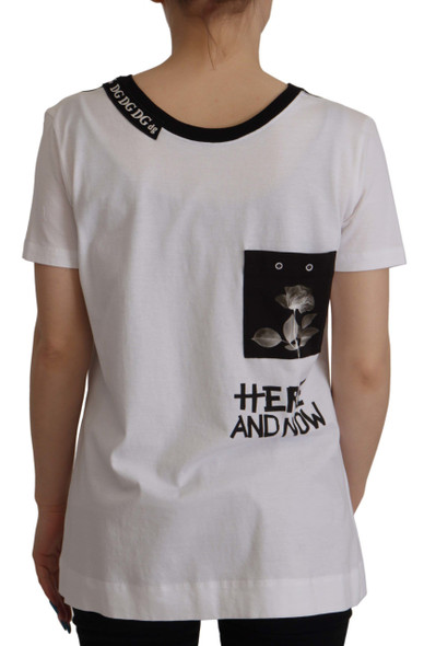 White Slogan Print Round Neck Cotton T-shirt White Slogan Print Round Neck Cotton T-shirt