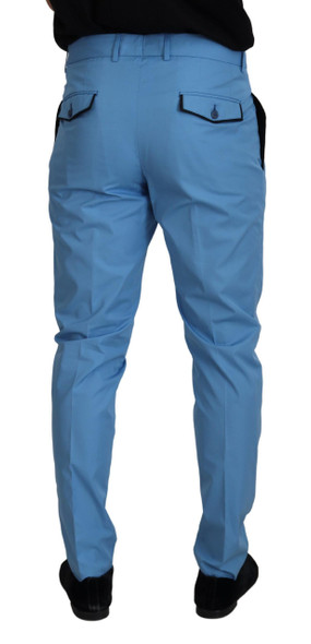 Blue Cotton Silk Trousers Chinos Pants Blue Cotton Silk Trousers Chinos Pants