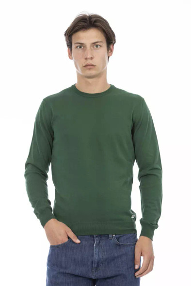 Baldinini Trend Green Cotton Men Sweater Baldinini Trend Green Cotton Men Sweater
