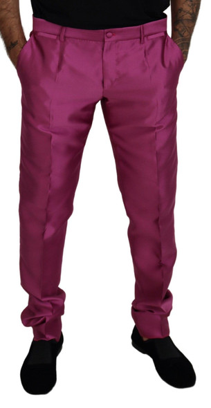Dolce & Gabbana Pink Silk Slim Trousers Dress Formal Pants Dolce & Gabbana Pink Silk Slim Trousers Dress Formal Pants