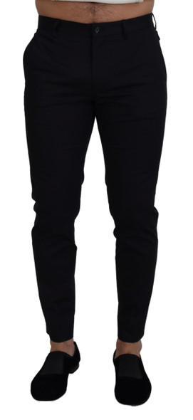 Blue Stretch Cotton Slim Trousers Chinos Pants Blue Stretch Cotton Slim Trousers Chinos Pants