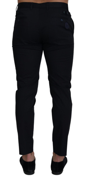 Blue Stretch Cotton Slim Trousers Chinos Pants Blue Stretch Cotton Slim Trousers Chinos Pants