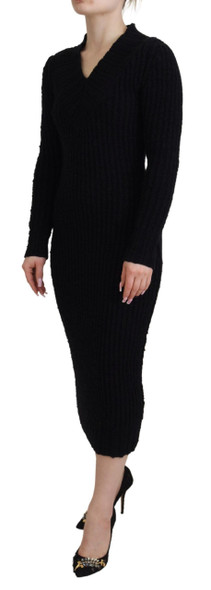 Dolce & Gabbana Black Wool Knitted Sheath Sweater Dress Dolce & Gabbana Black Wool Knitted Sheath Sweater Dress