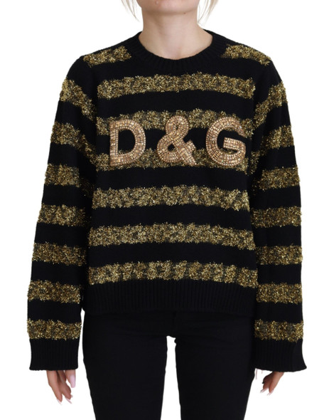Dolce & Gabbana Black Gold D&G Crystal Cashmere Sweater Dolce & Gabbana Black Gold D&G Crystal Cashmere Sweater