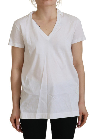 Dolce & Gabbana White Short Sleeve V-neck Cotton Top Blouse T-shirt Dolce & Gabbana White Short Sleeve V-neck Cotton Top Blouse T-shirt