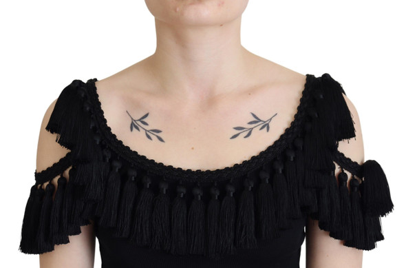 Black Tank Top Blouse Tassle Cotton Blouse Black Tank Top Blouse Tassle Cotton Blouse