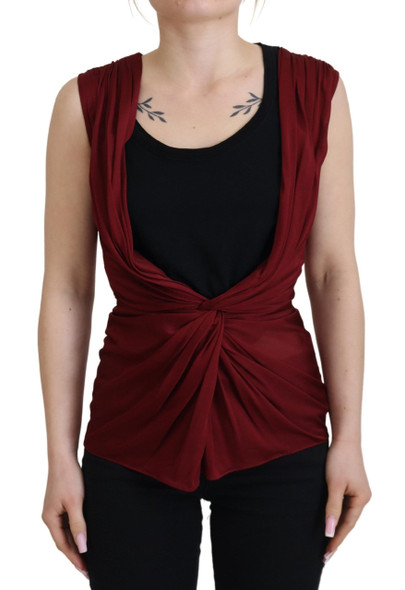 Dolce & Gabbana Bordeaux Silk Stretch Top Vest Blouse Dolce & Gabbana Bordeaux Silk Stretch Top Vest Blouse
