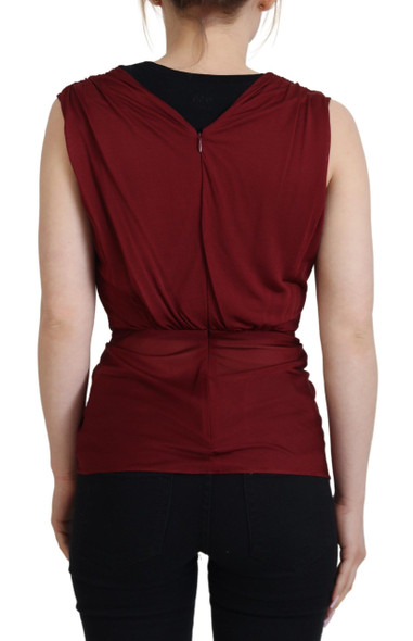 Dolce & Gabbana Bordeaux Silk Stretch Top Vest Blouse Dolce & Gabbana Bordeaux Silk Stretch Top Vest Blouse