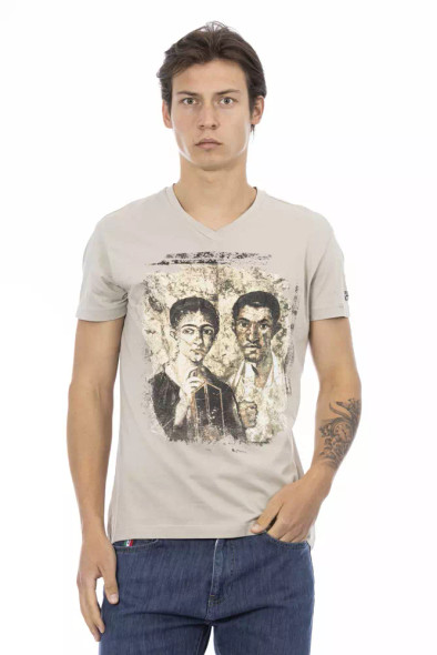 Beige Cotton Men T-Shirt Beige Cotton Men T-Shirt