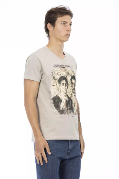 Beige Cotton Men T-Shirt Beige Cotton Men T-Shirt