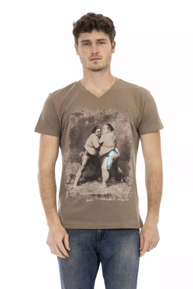 Trussardi Action Brown Cotton Men T-Shirt Trussardi Action Brown Cotton Men T-Shirt