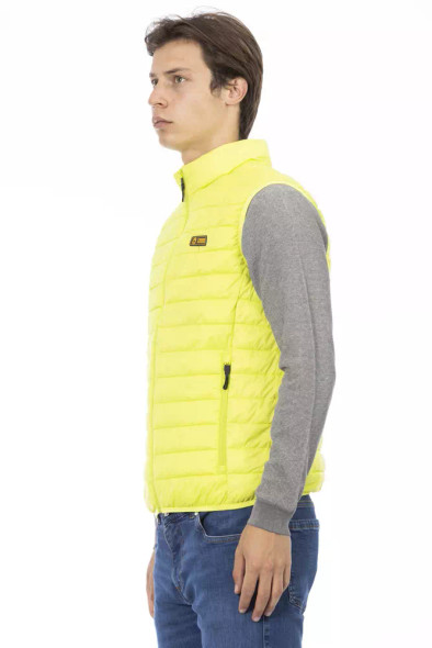 Yellow Polyester Men Sleeveless Jacket Yellow Polyester Men Sleeveless Jacket