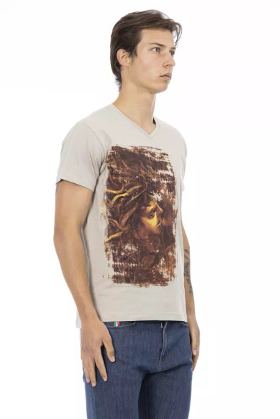 Trussardi Action Beige Cotton Men T-Shirt TR-22887 Trussardi Action Beige Cotton Men T-Shirt TR-22887