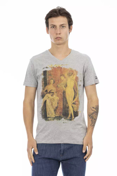 Trussardi Action Gray Cotton Men T-Shirt TR-22880 Trussardi Action Gray Cotton Men T-Shirt TR-22880