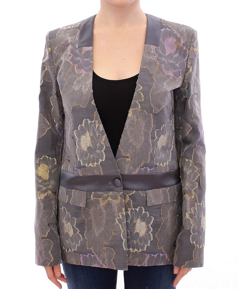 Multicolor Silk Floral Cotton Blazer Multicolor Silk Floral Cotton Blazer