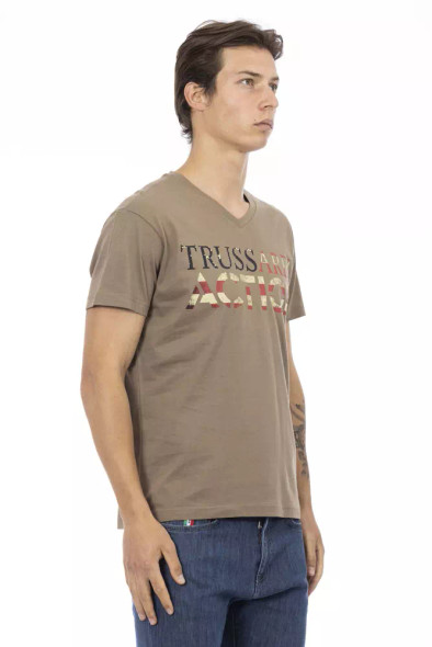 Trussardi Action Brown Cotton Men T-Shirt TR-22867 Trussardi Action Brown Cotton Men T-Shirt TR-22867