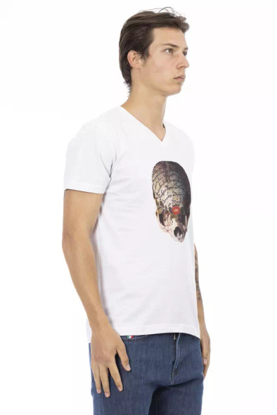 Trussardi Action White Cotton Men's V-Neck T-Shirt Trussardi Action White Cotton Men's V-Neck T-Shirt