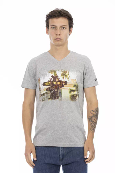 Trussardi Action Gray Cotton Men T-Shirt TR-22849 Trussardi Action Gray Cotton Men T-Shirt TR-22849