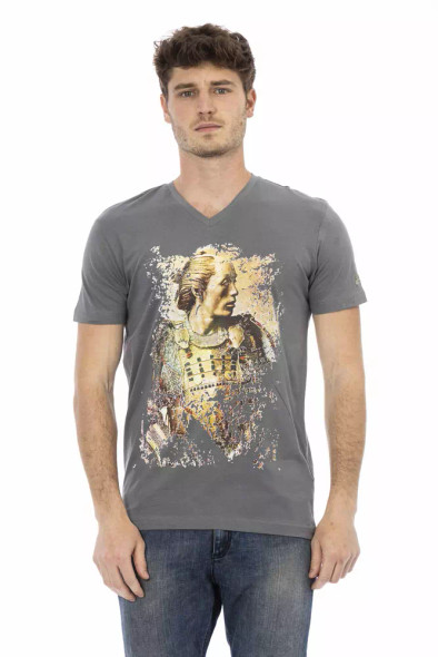 Trussardi Action Gray Cotton Men T-Shirt TR-22833 Trussardi Action Gray Cotton Men T-Shirt TR-22833